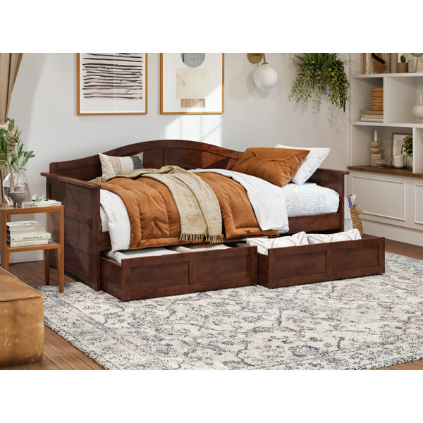 Haney twin solid wood shop daybed with trundle and mattress